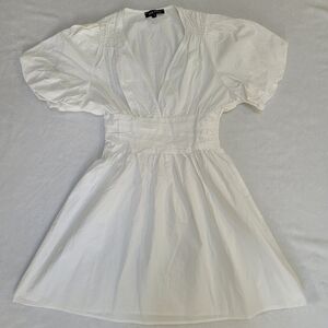 White Puff Sleeve Mini Dress